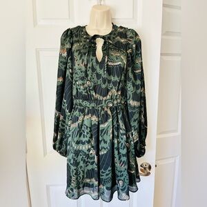 Ted Baker Elegant Green Patterned Dress